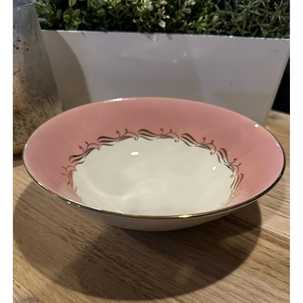 Cunningham & Pickett Pink and Gold Bowl – 8.75"